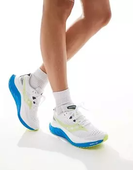Кроссовки Endorphin Speed 4 для нейтральных пробежек белого и синего цветов Saucony