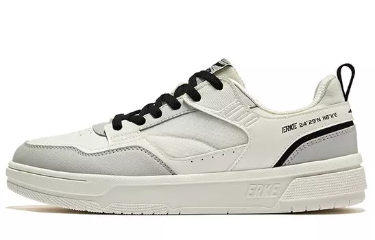Кроссовки ERKE Skateboarding Shoes Men Low-top Microcrystalline White Cloud Fog Gray, белый