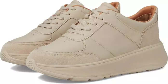 Кроссовки F-Mode Leather/Suede Flatform Sneakers FitFlop, цвет Stone Beige