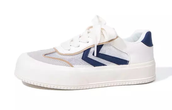 Кроссовки Feiyue Skateboarding Shoes Women's Low-top Beige/Dark Blue, бежевый/темно-синий