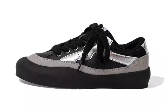 Кроссовки Feiyue Skateboarding Shoes Women's Low-top Black/Sliver, черный/серебряный