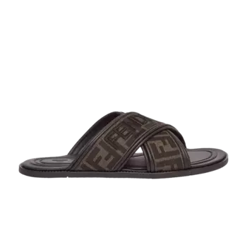 Кроссовки Fendi FF Motif Fabric Slide, коричневый