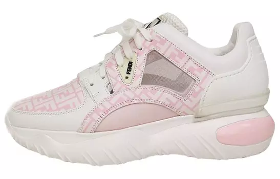 Кроссовки Fendi Leather Low, белый / розовый