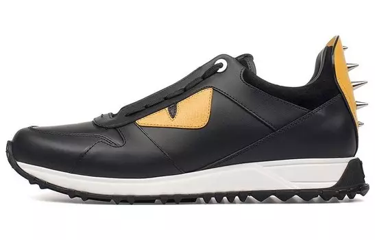 Кроссовки Fendi Leather Monster, черный / желтый