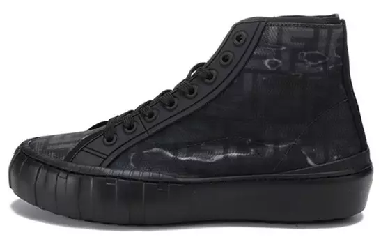 Кроссовки FENDI Skateboarding Shoes Men High-top Black, черный