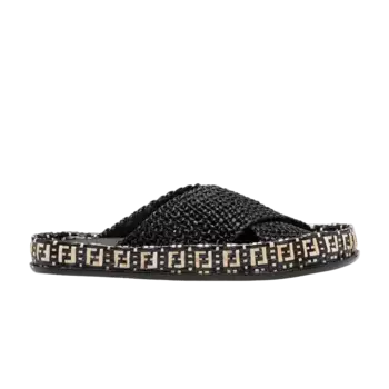 Кроссовки Fendi Wmns Raffia Slides Black Natural, черный