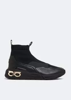 Кроссовки FERRAGAMO Gancini sock sneakers, черный