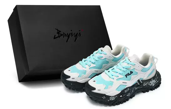 Кроссовки FILA FUSION Bianco Lifestyle Shoes Women's Low-top Cyan, белый/черный