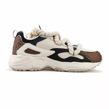 Кроссовки FILA Tracer Chunky Sneakers Unisex Low-top Off-white/brown/black/yellow, коричневый