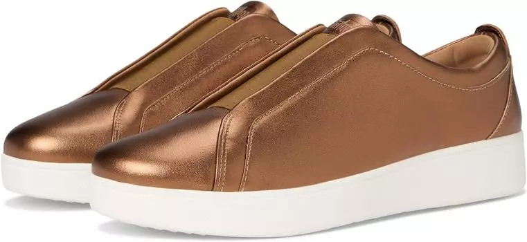 Кроссовки FitFlop Rally Elastic Metallic Leather Slip-On Sneakers, цвет Bronze Mix