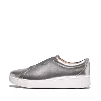 Кроссовки FitFlop Rally Elastic Metallic Leather Slip-On Sneakers