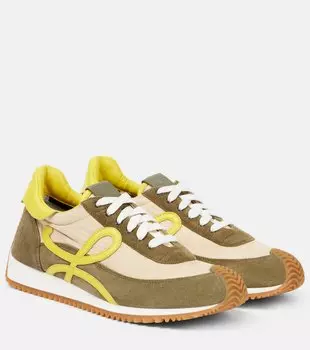 Кроссовки Flow Runner 2.0 из замши Loewe, Cream/Yellow/Olive Green