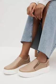 Кроссовки Forever Comfort металлик с боковой молнией и декором Next, коричневый