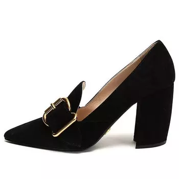 Кроссовки fringed buckle suede pointy pumps 'black' Prada, черный