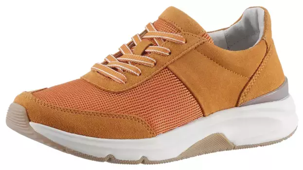 Кроссовки Gabor Rollingsoft на танкетке, повседневная обувь, полуботинки, шнуровка, надпись-логотип на пятке, цвет Orange