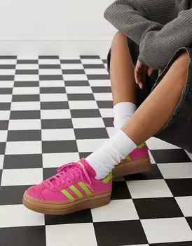 Кроссовки Gazelle Bold на платформе фиолетового и зеленого цвета adidas Originals