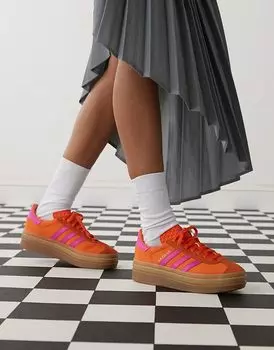 Кроссовки Gazelle Bold на платформе оранжевого и фиолетового цветов adidas Originals