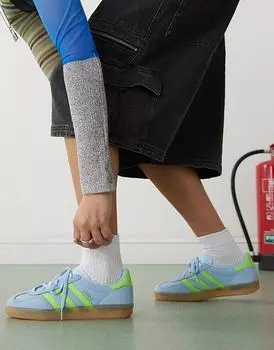 Кроссовки Gazelle Indoor из сине-зеленого нубука adidas Originals