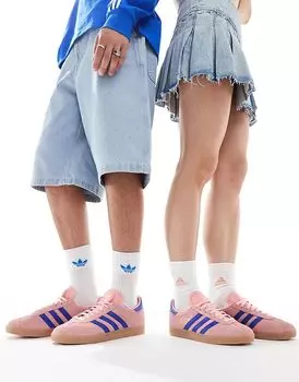 Кроссовки Gazelle розового и голубого цвета с резиновой подошвой adidas Originals