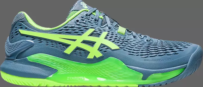 Кроссовки gel resolution 9 'steel blue hazard green' Asics, синий