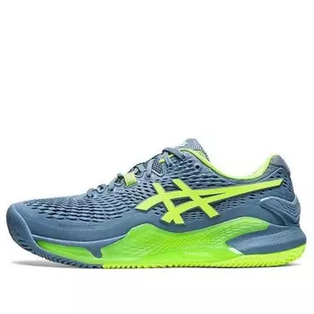 Кроссовки gel resolution 9 clay 'steel blue hazard green' Asics, синий