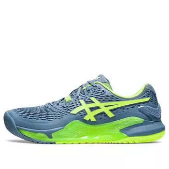 Кроссовки gel resolution 9 'steel blue hazard green' Asics, синий