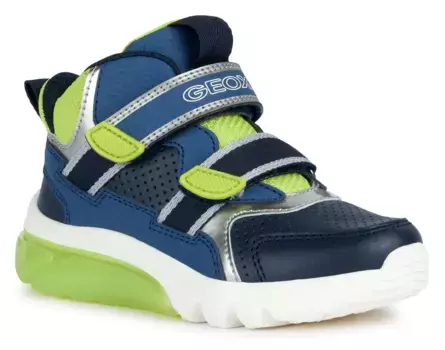Кроссовки Geox "Blinkschuh J CIBERDRON BOY", с застежкой-липучкой, повседневная обувь, полуботинки, туфли на шнуровке, цвет Navy-Lime