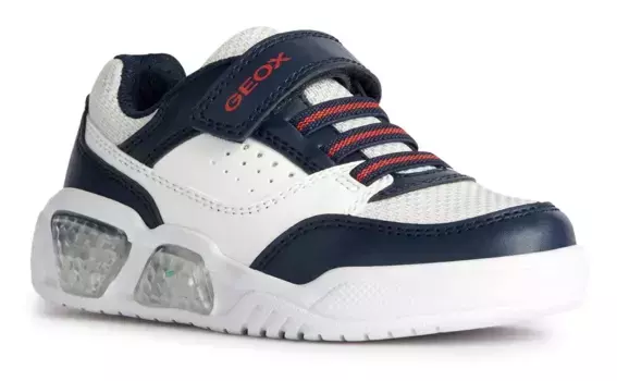 Кроссовки Geox "Blinkschuh J ILLUMINUS BOY", со съемной стелькой, повседневная обувь, полуботинки, туфли на шнуровке, белый