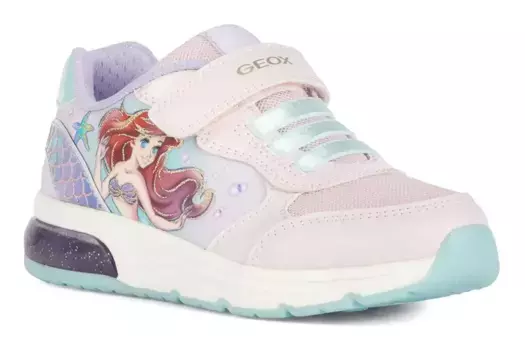 Кроссовки Geox "Blinkschuh J SPACECLUB GIRL", с мотивом Disney Arielle, повседневная обувь, полуботинки, туфли на шнуровке, голубой