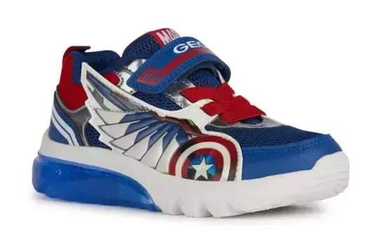 Кроссовки Geox "J CIBERDRON BOY B", с крутой мигающей функцией, повседневная обувь, полуботинки, туфли на шнуровке, красный
