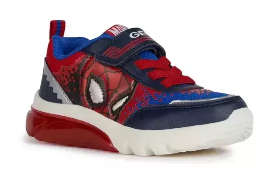 Кроссовки Geox "J CIBERDRON BOY F", с крутой мигающей функцией, повседневная обувь, полуботинки, туфли на шнуровке, красный