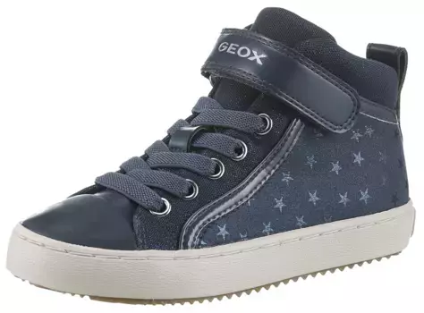 Кроссовки Geox "J KALISPERA GIRL I", высокие кроссовки, ботинки на шнуровке, повседневная обувь на резинке, цвет морской волны