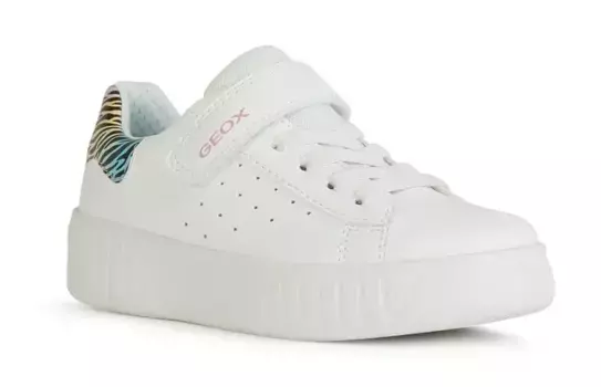 Кроссовки Geox "J MIKIROSHI GIRL C", с практичной застежкой-липучкой, повседневная обувь, полуботинки, туфли на шнуровке, белый