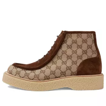 Кроссовки gg canvas suede lace-up ankle boot 'brown' Gucci, коричневый
