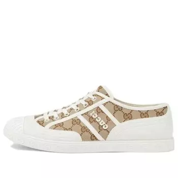 Кроссовки gg canvas trainer 'beige ebony' Gucci, бежевый