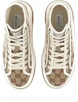 Кроссовки gg high top sneaker 'beige ebony' Gucci, бежевый