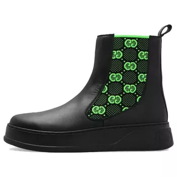 Кроссовки gg leather boot 'black' Gucci, черный