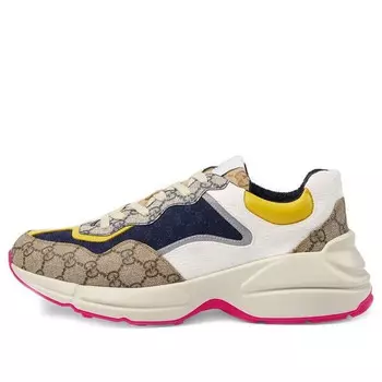 Кроссовки gg rhyton 'beige white yellow' Gucci, коричневый