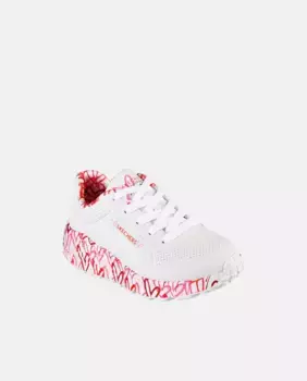 Кроссовки Girl's Street Uno в белом цвете с дизайном в виде сердца Skechers, белый