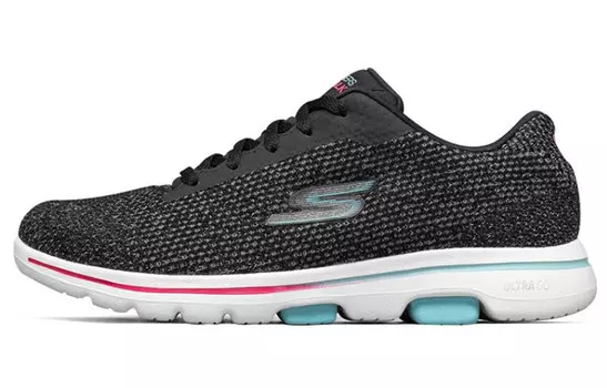 Кроссовки Go Walk 5 Lifestyle женские с низким верхом черного/белого/зеленого цвета Skechers