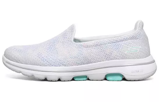 Кроссовки Go Walk 5 Lifestyle женские с низким верхом белого/королевского синего цвета Skechers