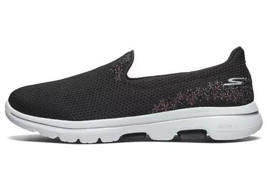 Кроссовки Go Walk 5 Lifestyle женские с низким верхом черного/белого цвета Skechers