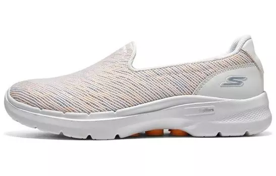 Кроссовки Go Walk 6 Lifestyle женские с низким верхом белого/серого/оранжевого цвета Skechers