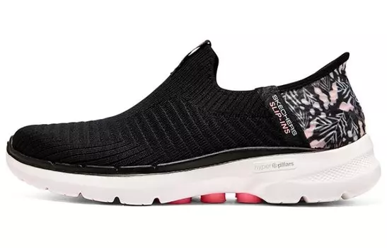 Кроссовки Go Walk 6 Lifestyle женские с низким верхом черного/розового цвета Skechers