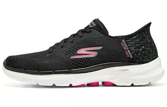 Кроссовки Go Walk 6 Lifestyle женские с низким верхом черного/розового цвета Skechers