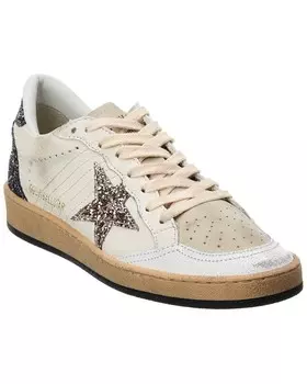 Кроссовки Golden Goose Ball Star из кожи и блесток, белый
