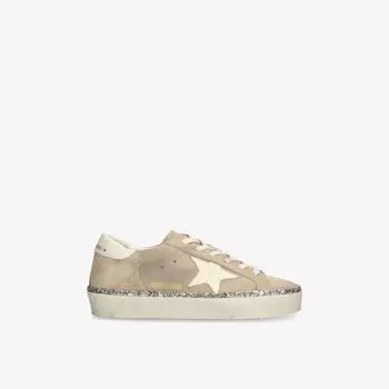 Кроссовки Golden Goose Hi star из замши с декором из блесток, бежевый