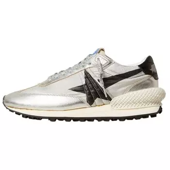 Кроссовки Golden Goose Running Marathon Laminated-leather Sneakers, серебряный