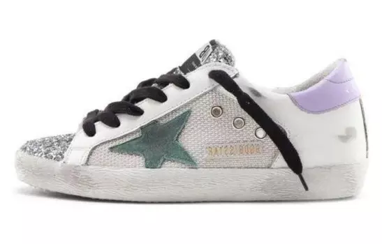 Кроссовки Golden Goose Skateboarding Shoes Women's Low-top White/Green/Black, белый/зеленый/черный