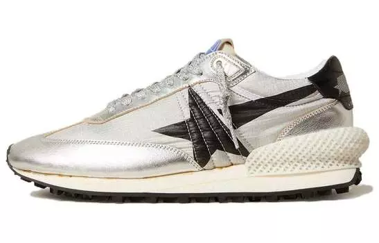 Кроссовки Golden Goose Star-print Lace-up Sneakers, серебряный